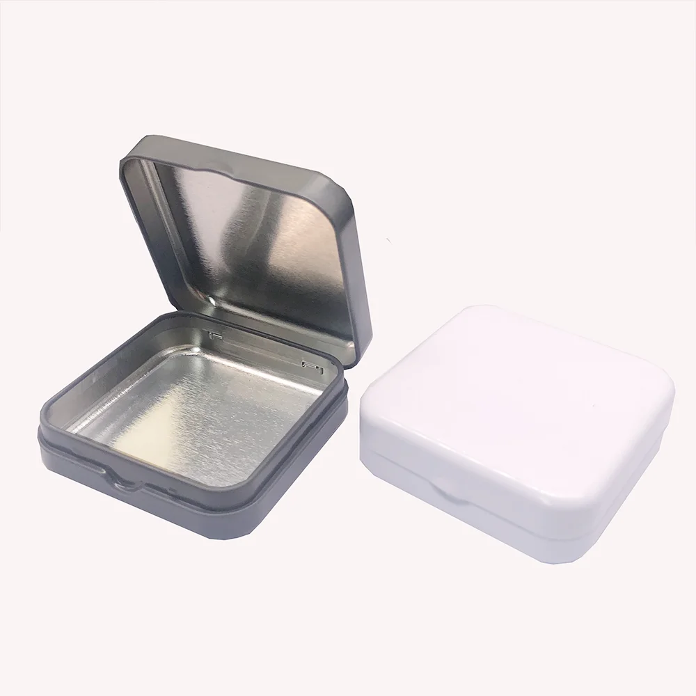 Mini Tin 60X60X20MM Metal Tin Box Portable Small Container Storage Case with Solid Hinged Top