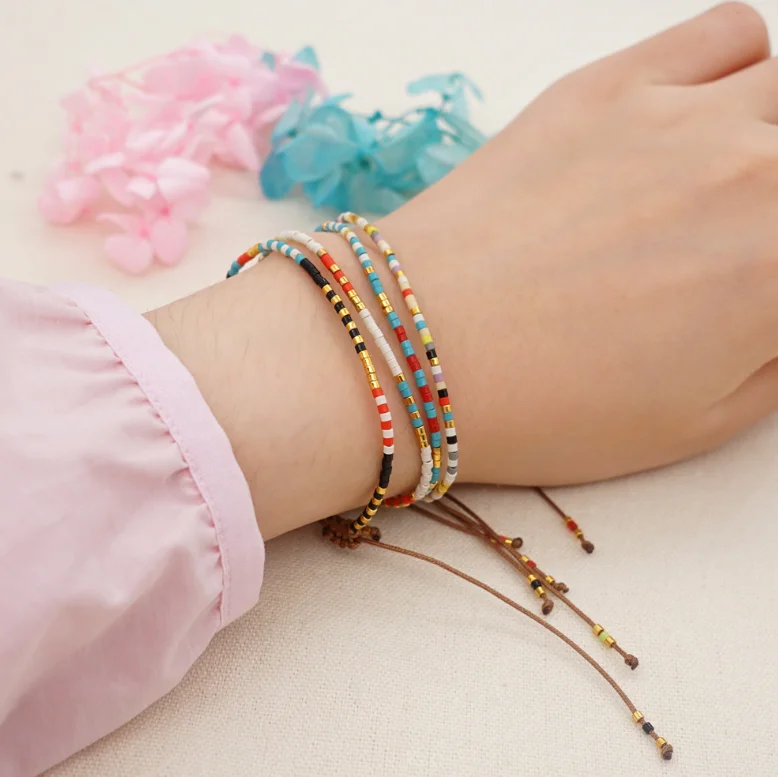 Hot Sale Bohemian Beach Vacation Miyuki Seed Bead Bracelet for Women Handmade Knitted Colorful Beaded Couple Friendship Bracelet