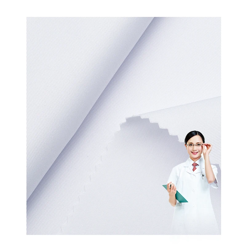 100% Polyester Twill Workwear Hospital Scrubs Nurse Uniform Fabric for Medical Uniforms New Medical Material Fabric White Color