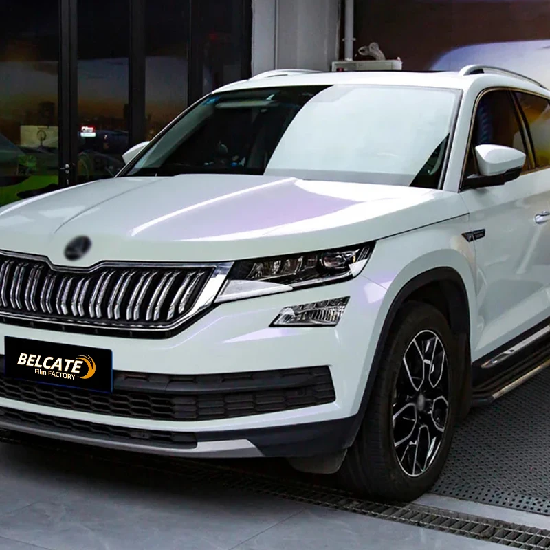 BELCATE Factory 1.52* 18m White and violet two-color PET Ultra Light Chameleon Car Spray Paint Car vinyl cladding color