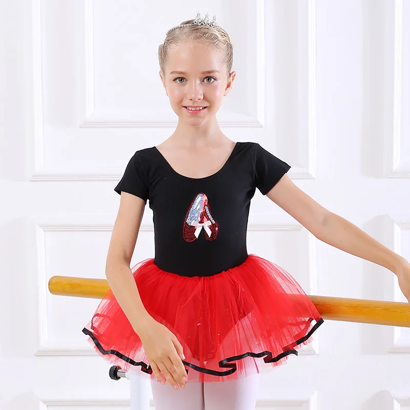 Ballet Dance Dress Girls Tutu Skirted Sleeve Gymnastic Back Toddler Ballet Leotard Dance Costume