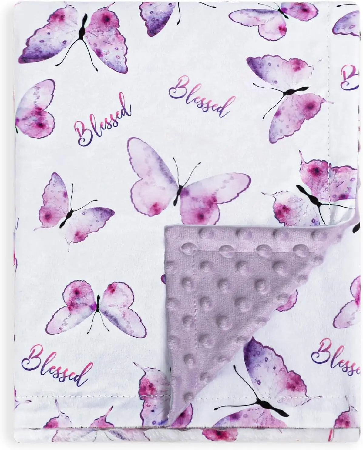 Custom graphics polyester rainbow blanket Neutral baby dots mink receiving blanket swaddle animal minky dot baby blanket