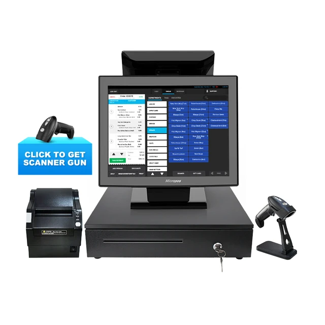 15 inch touch screen pos windows pos system hardware dual display cash register set pos machine