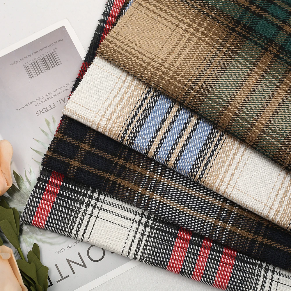 Fast shipment cheap AW rove TC twill woven plaid fabric worsted yarn dyed  flannel fabric for shirts and coat