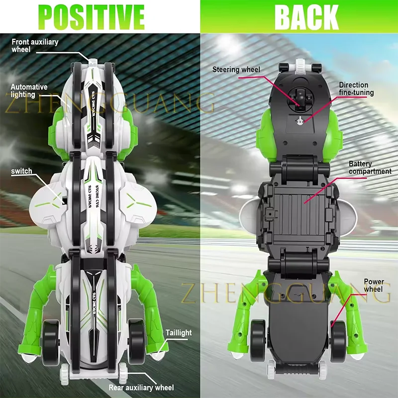 Zhengguang Toys 2.4G 6 Channel Remote Control Rolling Stunt Vehicle 360 Roll Rotation Deformation Rc Car Toy With Light