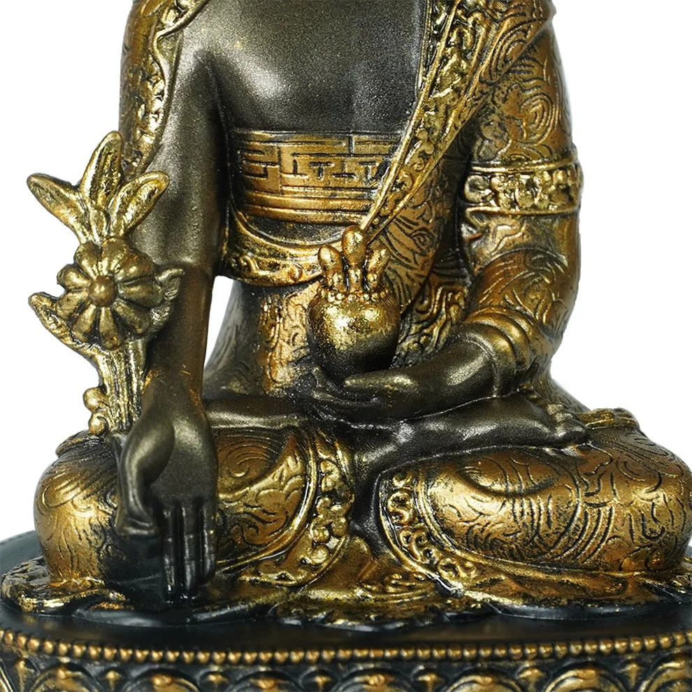 2023 New arrive golden color home indoor decor tabletop small feng shui resin meditating Buddha statue on throne