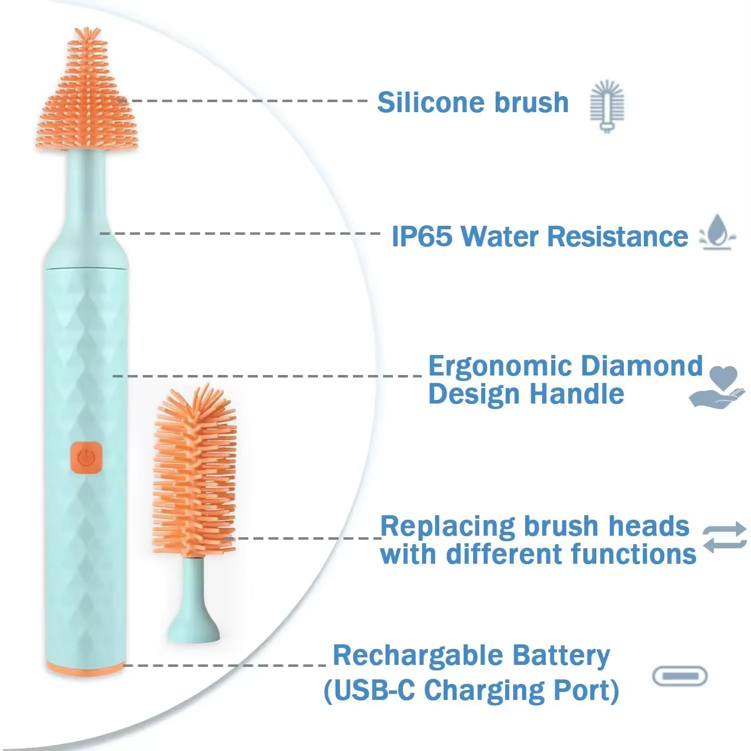 New Hot 3 in 1 Multipurpose Baby Bottle Brush Set Silicone Cordless Electric Bottle Cleaning Brush With Baby Clip