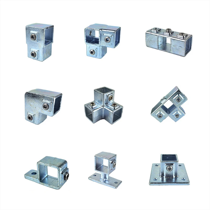 Double layer galvanized ASTM A197 malleable cast iron square tube connector structural key clamp pipe fittings