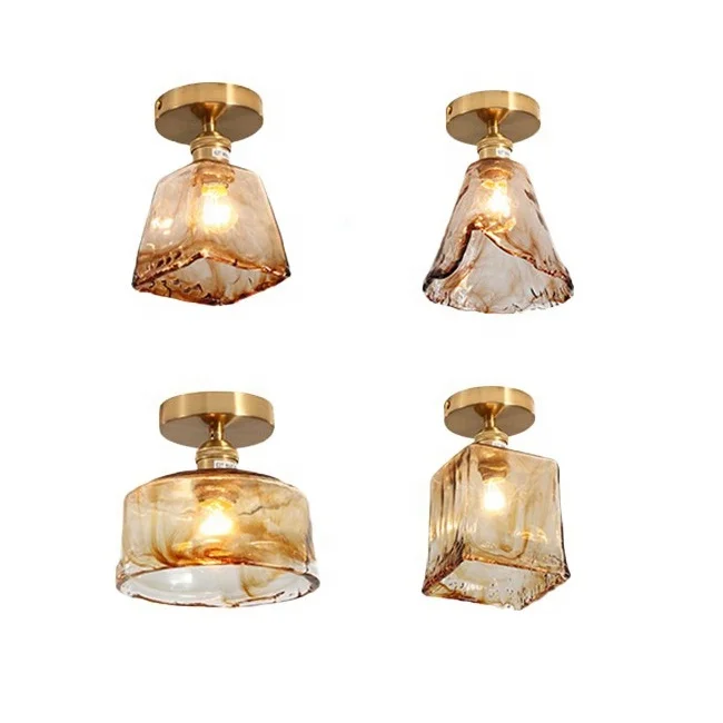 Modern E27 Brass Glass Pendant Lamp Brass Glass Pendant Light
