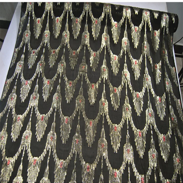 silk chiffon with lurex fabric silk lurex blended fabric silk jacquard urgiri fabric