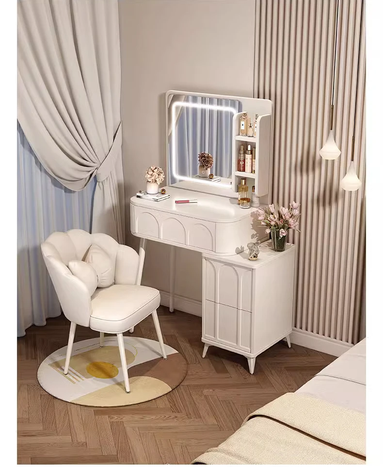 Cream dressing table small apartment bedside dressing makeup vanity table with mirror