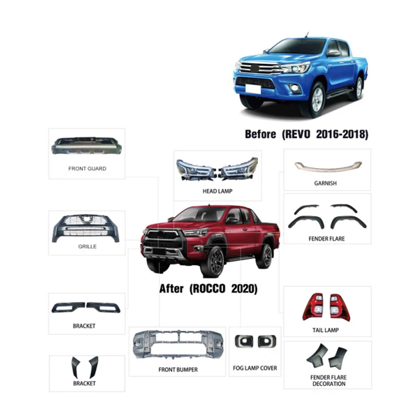 Pick-up car accessories body kit for toyota hilux revo 2015 upgrade Rocco 2020