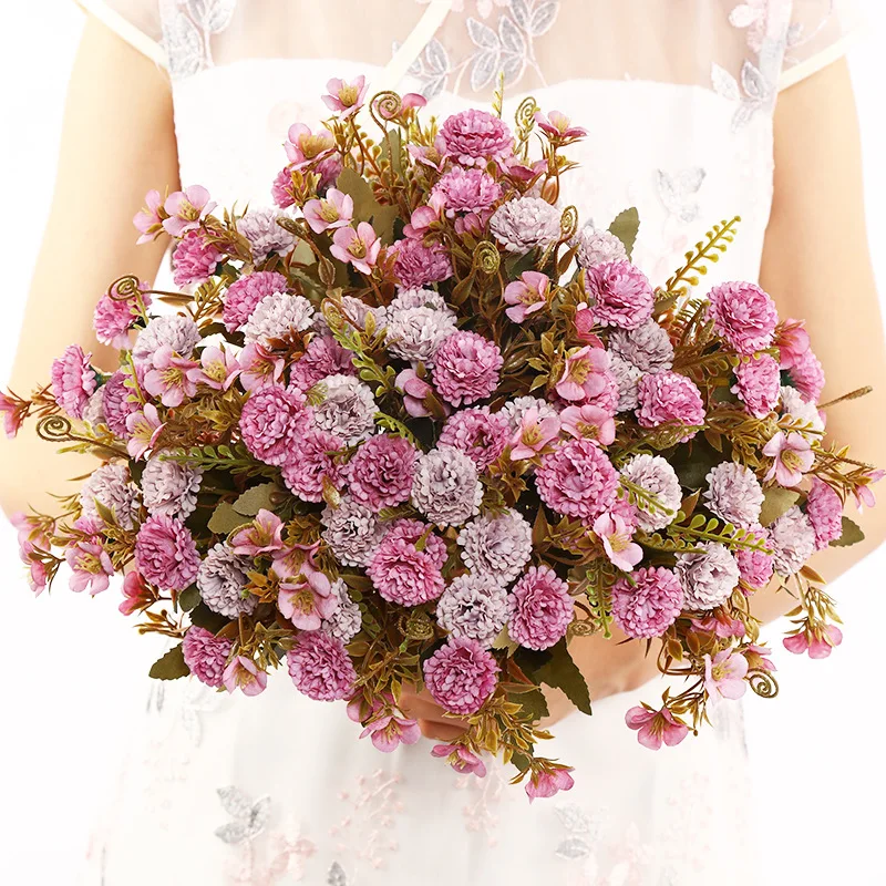real touch high quality clove peony artificial rose flowers landscaping wedding decoration valentines artificial flower bunch