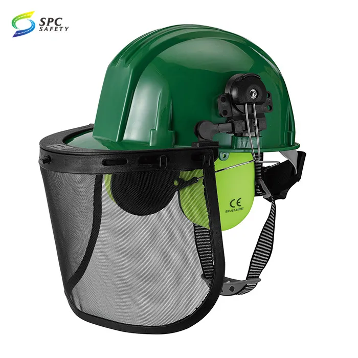 Arborist safety gear protective equipment mesh visor hard hat kit forestry Chainsaw safety helmet with face shield and ear muff
