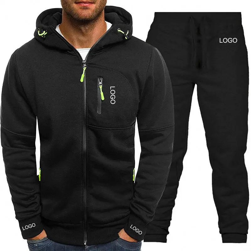 winter tech fleece hoodie tracksuit men joggers suits set mens training sets training & jogging sports wear jacket sets for men