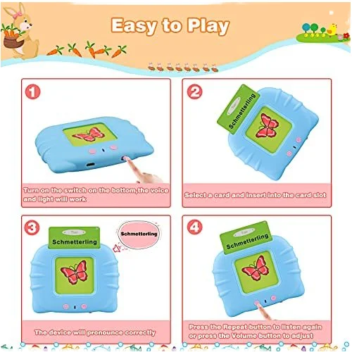 English Talking Flash Cards Early Education Machine 1.0 Audible Electronic Language Learning Interactive Device