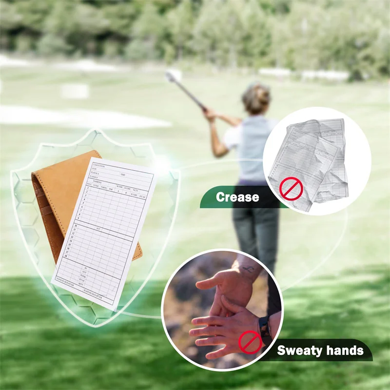 Golf Scorecard Holder Leather Yardage Book Cover Golf Accessories 2 Size with with Pen Case Leather Golf Scorecard Holder