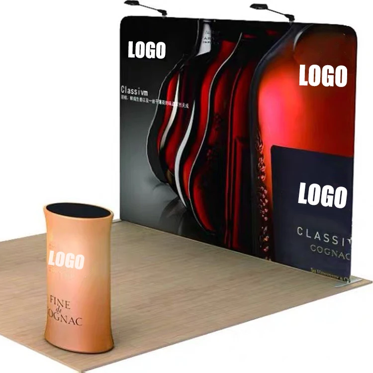 Latest models 8ft 10ft 20ft exhibition backdrop trade show roll pull up pop up display booth stretch and curve banners stands