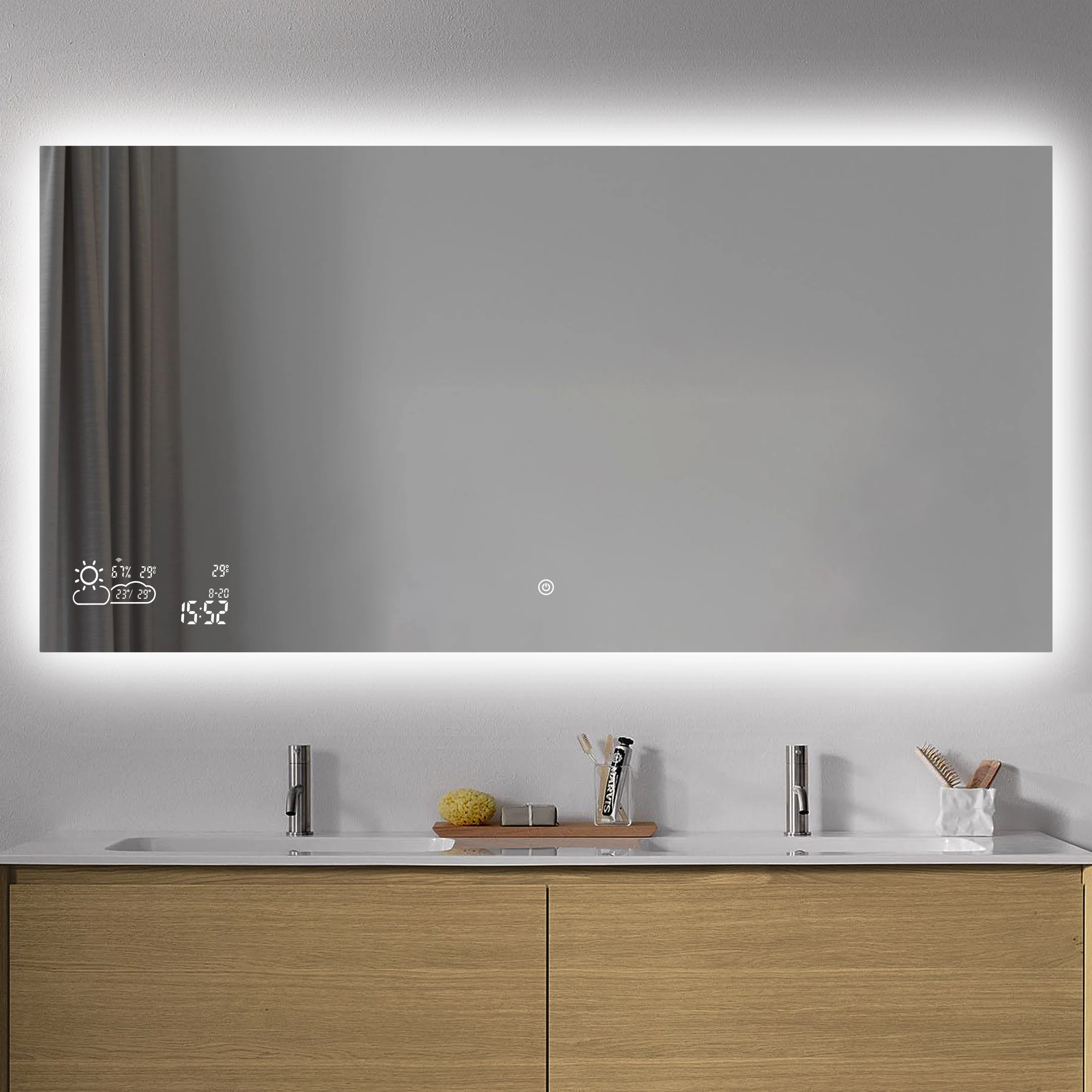 LED Mirror 120*60cm Waterproof Weather Forecast  Smart Mirror With Touch Screen