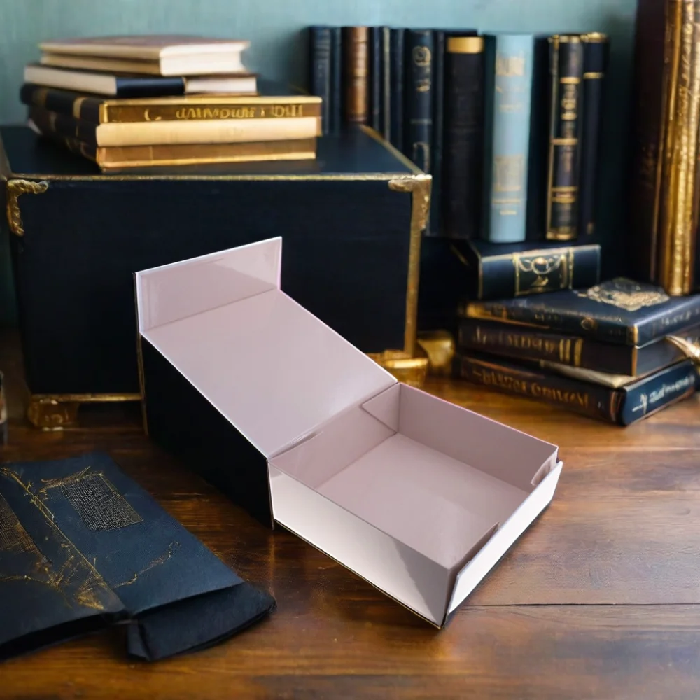 ISO9001 Recyclable Black Gift Box Custom Design with Gold Foil Stamping Matt and Glossy Lamination