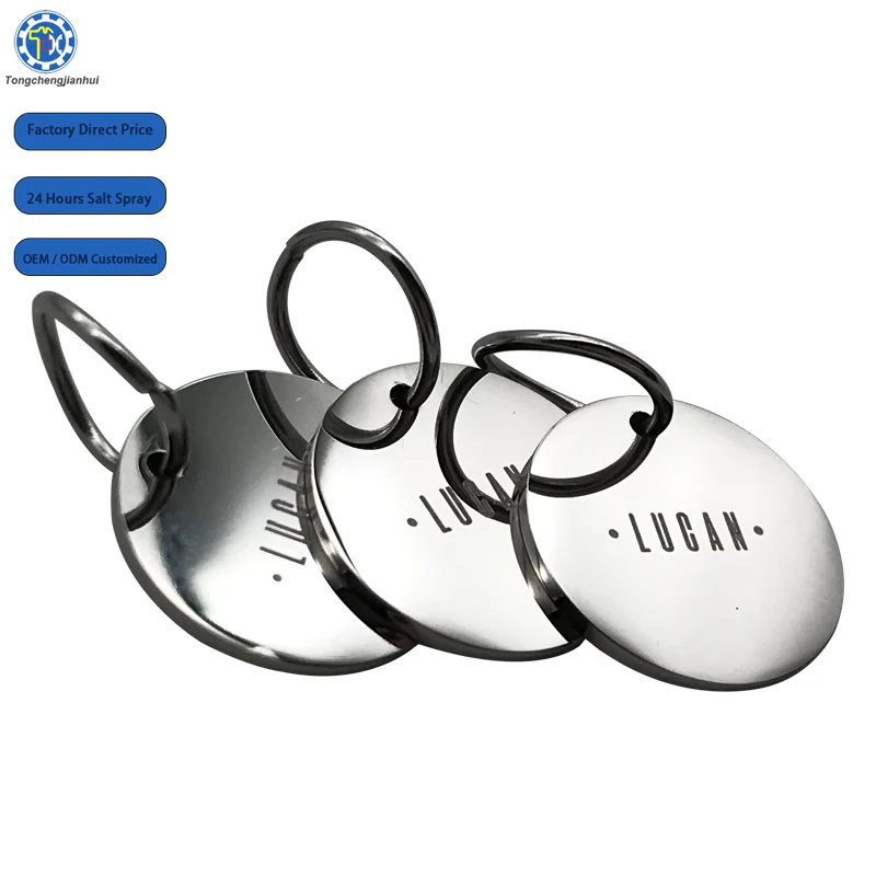Metal Stamping Laser Cutting Mirror Polished Labels Stainless Steel Aluminum Engraved Round Blank Charm Tag