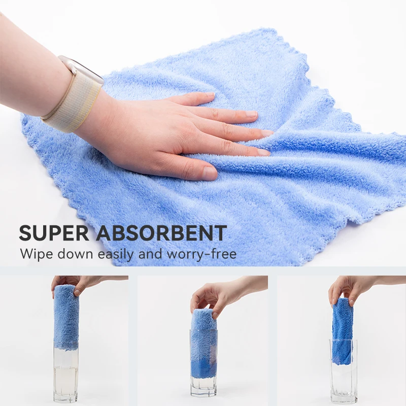 Custom Household Super Absorbent Kitchen Microfiber Cleaning Cloth Quick Dry Cleaning Dish Cloth Microfibre Coral Fleece Towels
