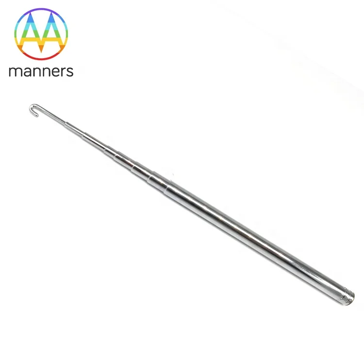 Custom length extension tube tools stainless steel aluminum telescopic pole with metal hook clasp