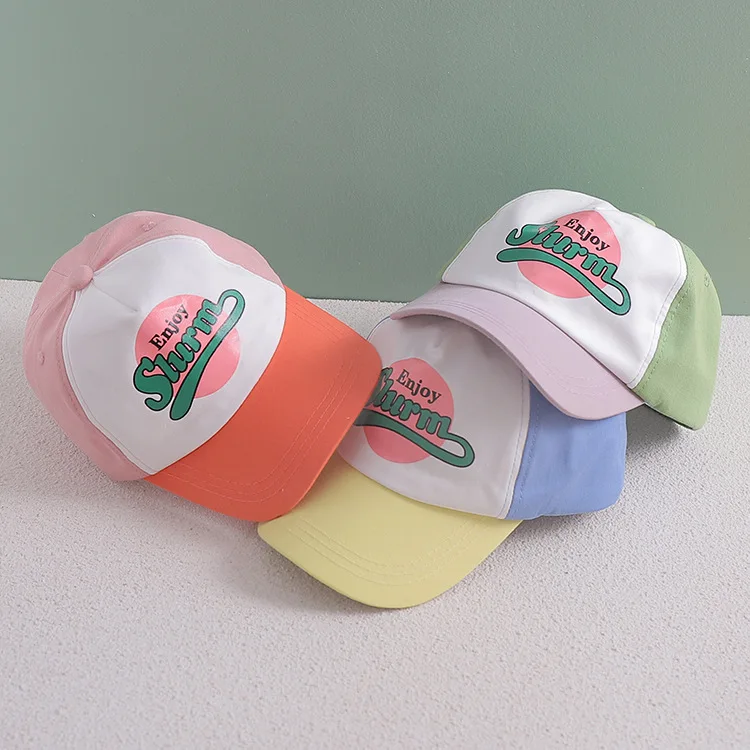 Promotional custom logo sport cap hat plain caps kids baseball hats with animals children brim hat