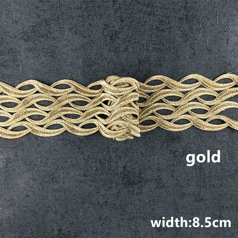 High Quality 8.5 cm Metallic Ribbon Lace New DIY Accessory and Dress Trim Embroidery Lace Decoration with Stock JB66