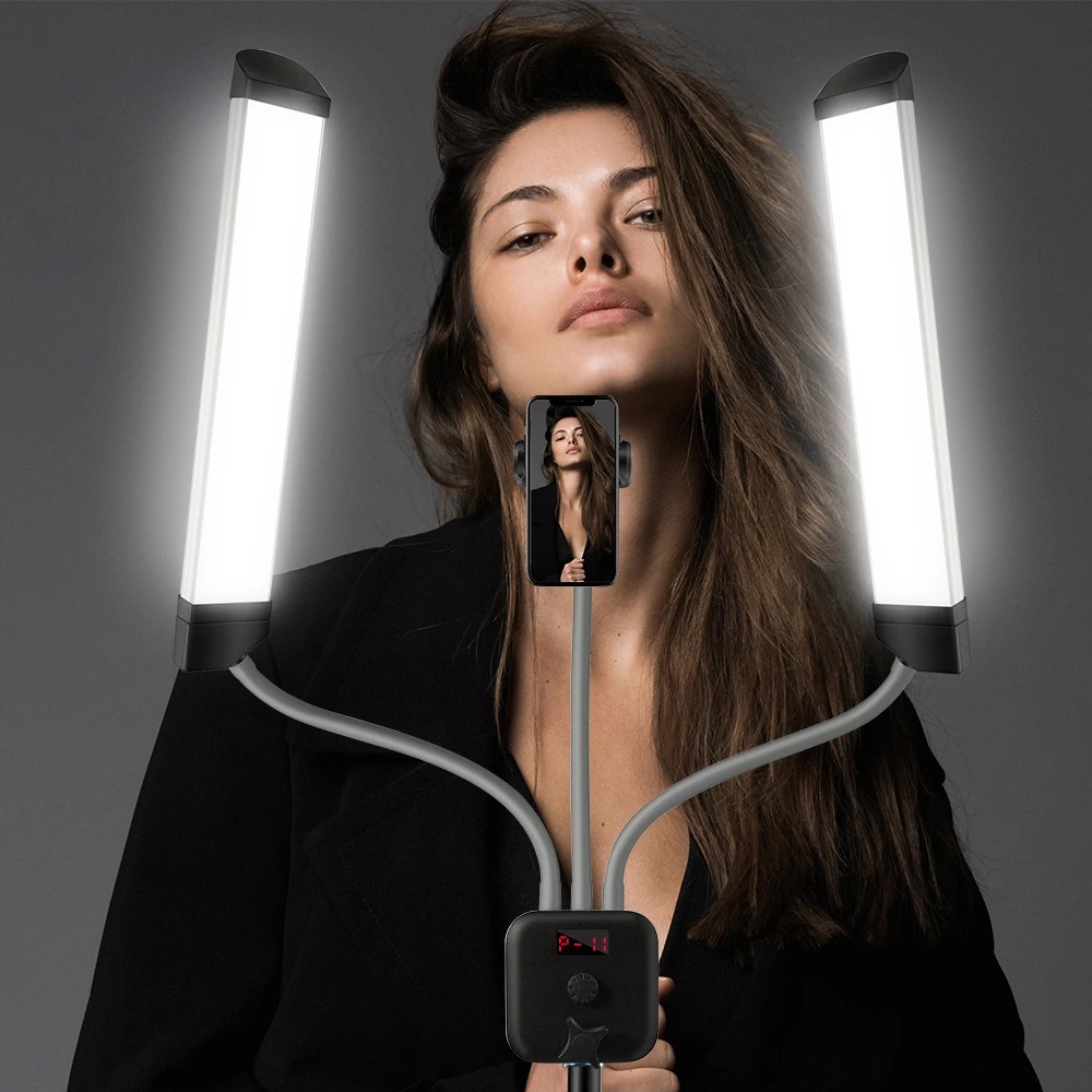 Double Arm Selfie Light Eyelash Extension Beauty Lash Lamp USB Charging Led 2 Arms Fill Light for Salon Nail Tattoo Lamp