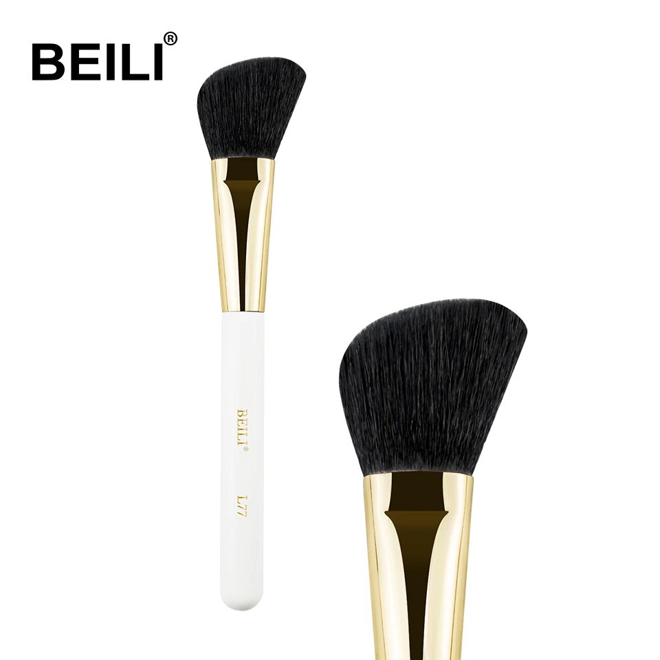  BEILI wholesale private label white makeup brush set single high quality angular blush soft synthetic hair