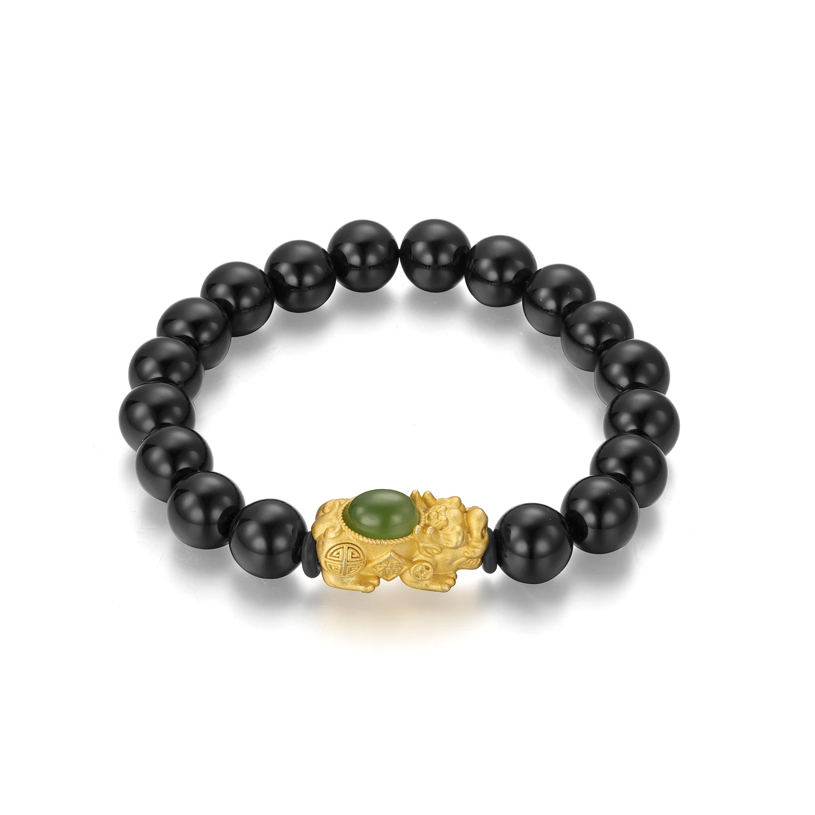 
Custom Pixiu Bracelet Homme Silver Tennis Bracelet 18K Gold Stone Men Bracelet Beads 2021 