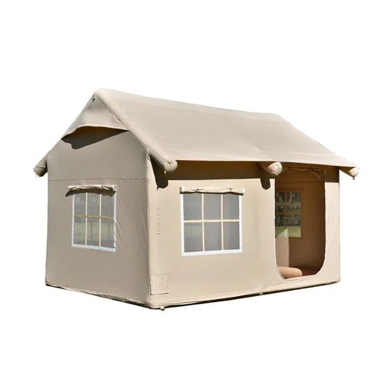 Outdoor inflatable tent for family travel, no need to set up 3-4 person camping, Korean style house type tent