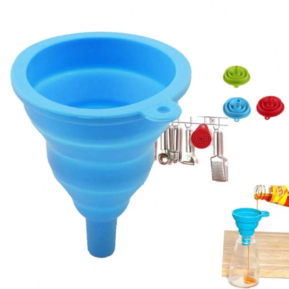  Wholesale Food Grade Foldable Collapsible Funnel Silicone Folding Portable Funnels Hopper Household Dispensing Kitchen
