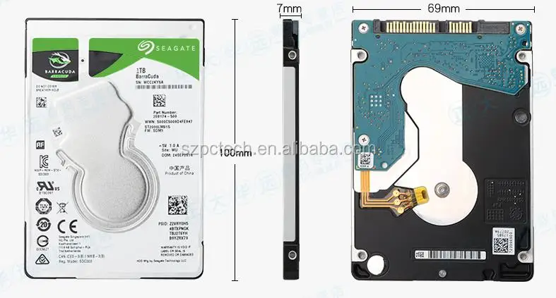 Жесткий диск Seagate 1 ТБ, внутренний жесткий диск Sata 6 ГБ/сек. 128 мб кэш 2,5 дюйма 7 мм (ST1000LM048)