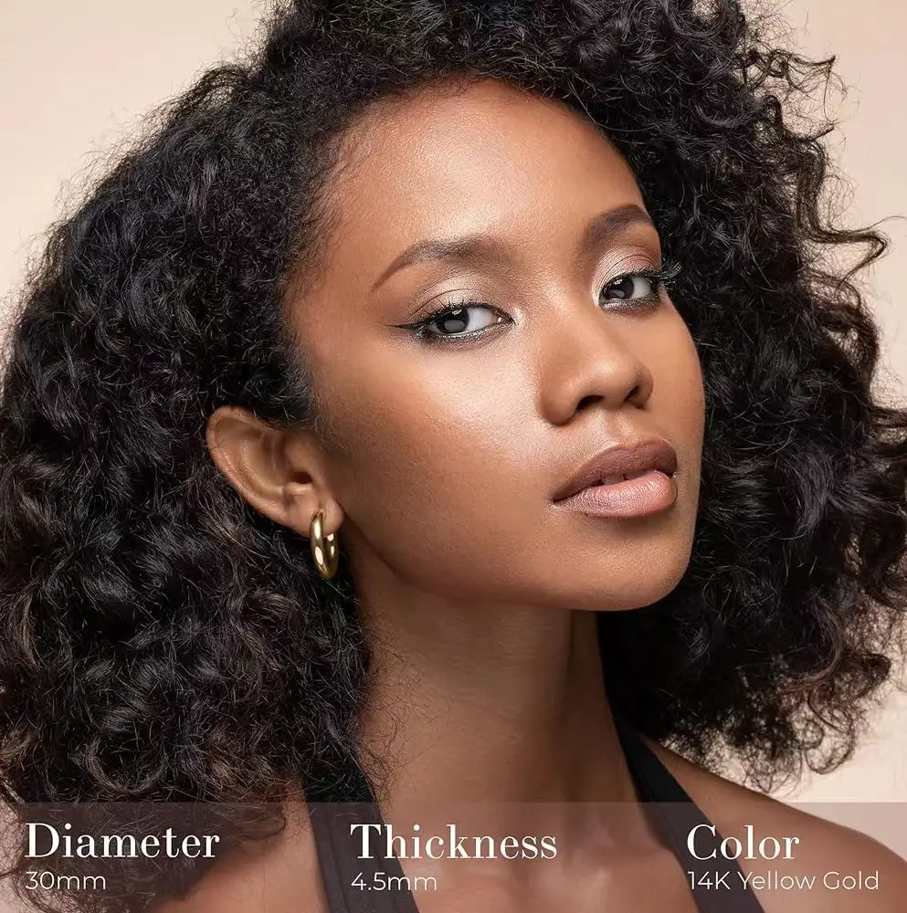 14K gold-plated lightweight short and chubby open loop, female gold hoop earringsdirect dealgold filled earrings 14k