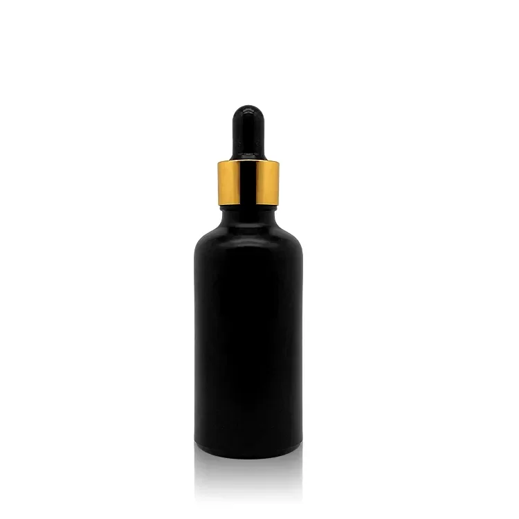 luxury Essential oil packaging 5ml 10ml 15ml 30ml 50ml 100ml cosmetic eye matte black CBD serum glass dropper bottle with box