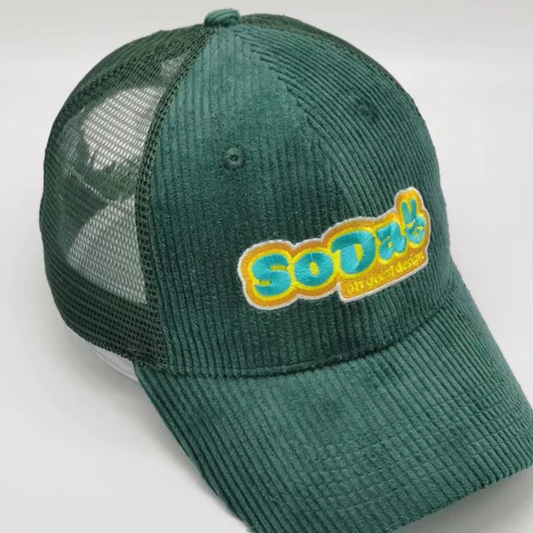 Custom Bulk 6 Panel Embroidery Men Sports Solid Color Baseball Mesh Cap Gorras Corduroy Trucker Hat