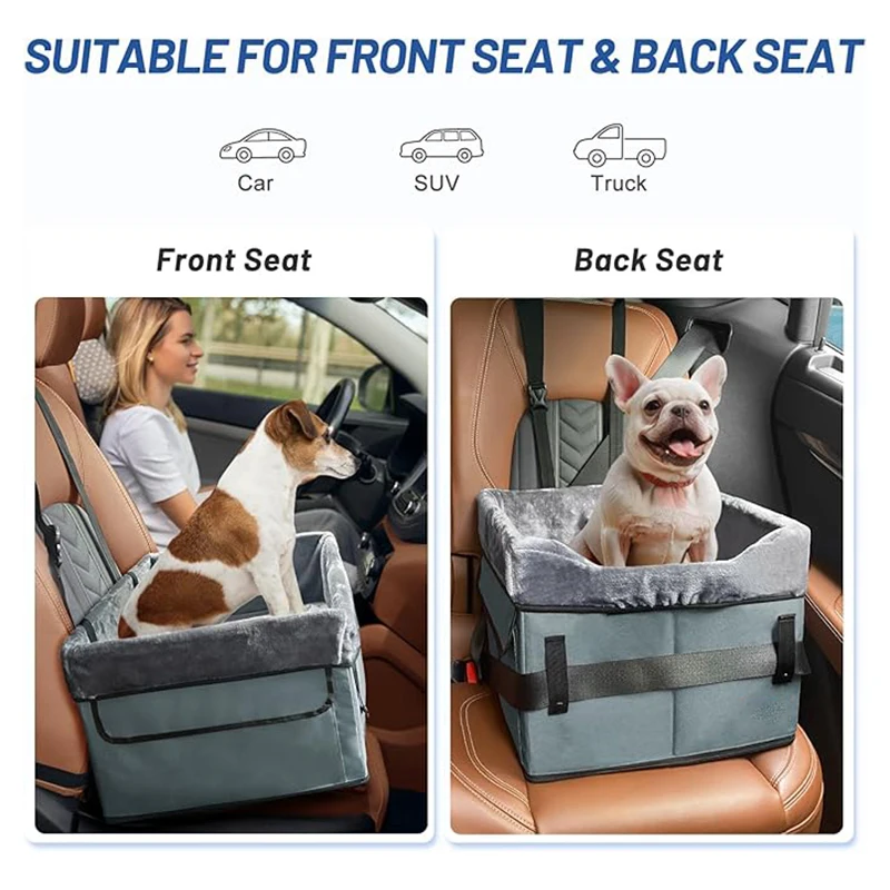 Small Dog Car Seat for Small Dogs Adjustable Straps Perfect for Small Pets Up to 25lbs  Elevated dog booster seat