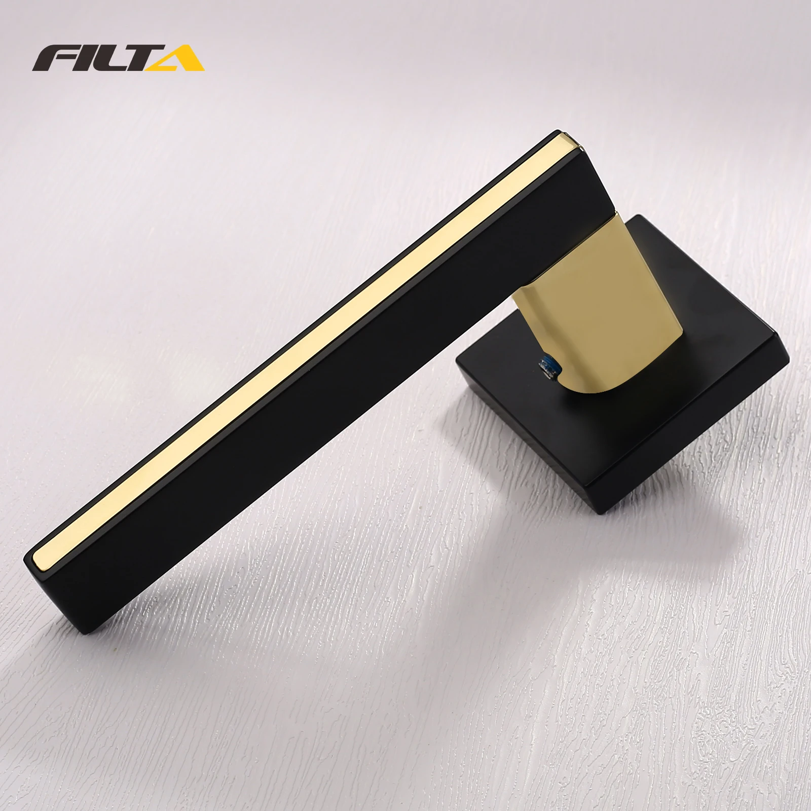 Square Door Handle Euro Profile Cylinder Escutcheon Contemporary Matte Black Door Handle Lock Set