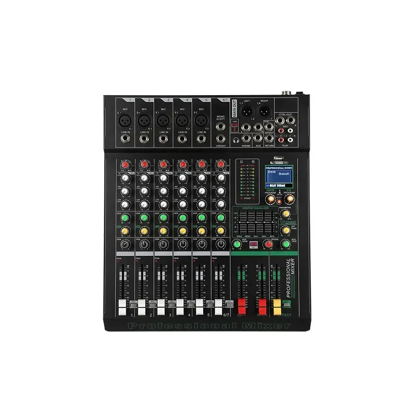 TEBO MX6 Профессиональный 6-канальный диджейский контроллер студийный аудиомикшер для записи диджейского микшера