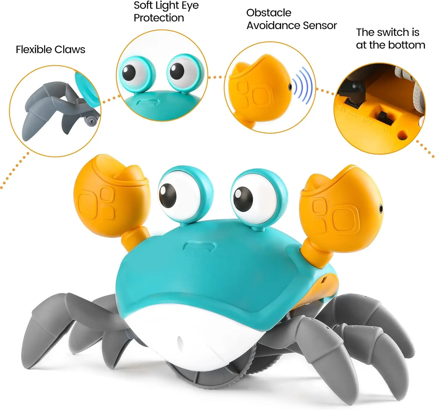 Interactive Musical Crab Baby Toys Tummy Time Toy Walking Dancing Crawling Crab Toy For Toddler
