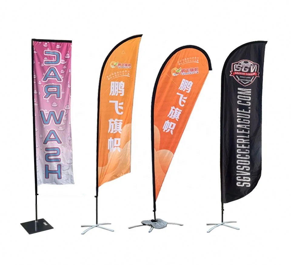 Custom Beach Flag And Banner Set With Feather Flags Hot Dog Beach Flag Pole Stand With Base Hook For Outdoor Advertising