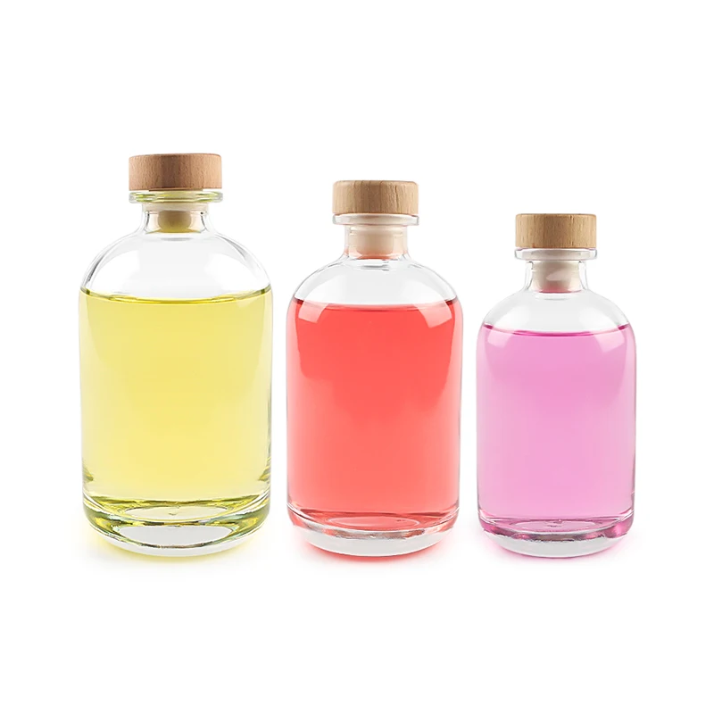 Clear Glass Bottles 12 oz 375ml for Wine Beverages Drinks with Cork Stopper Airtight Lid