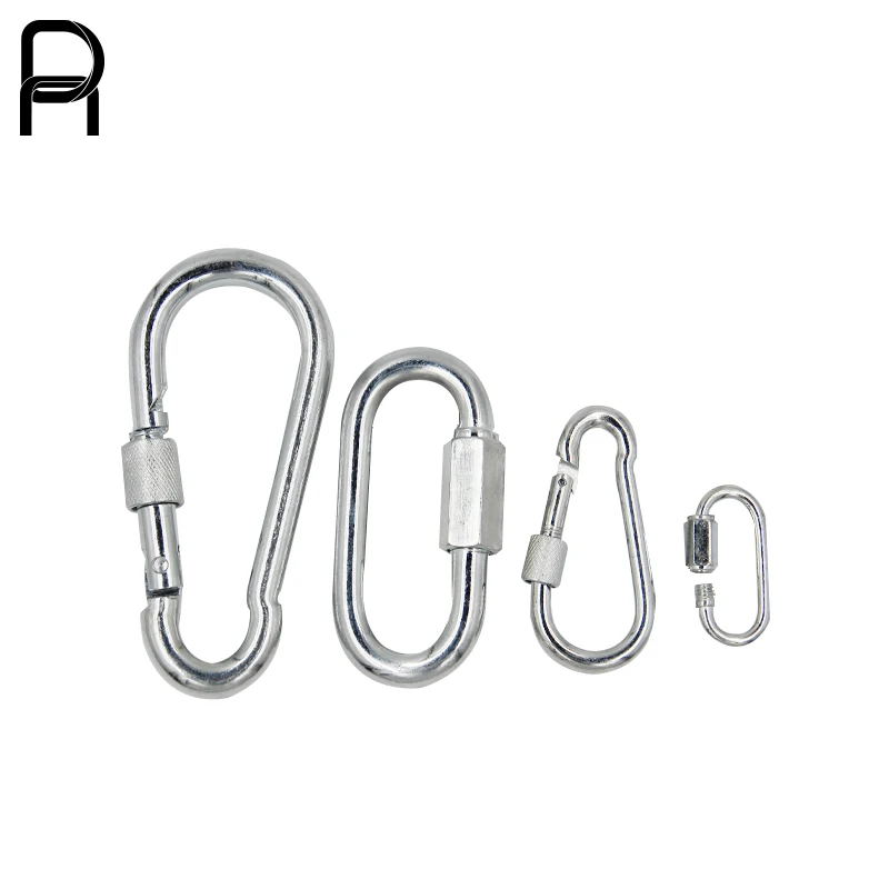 Wholesale Stainless Steel Zinc Plated Spring Snap Hook Carabiner Hook with Screw Lock