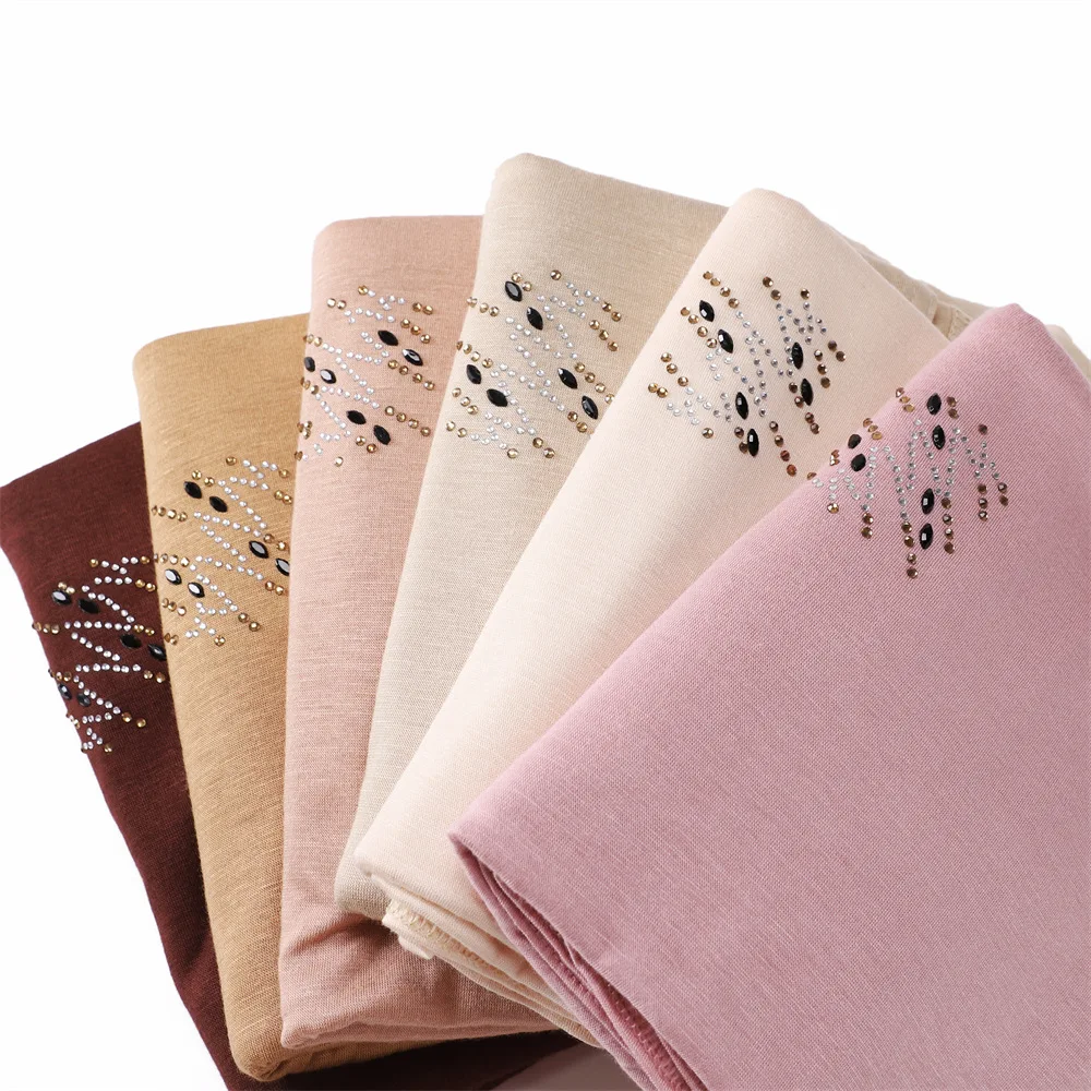 Chunky Mercerized Cotton Headscarf Hijab For Women Wholesale Solid Color Muslim Women Long Turban