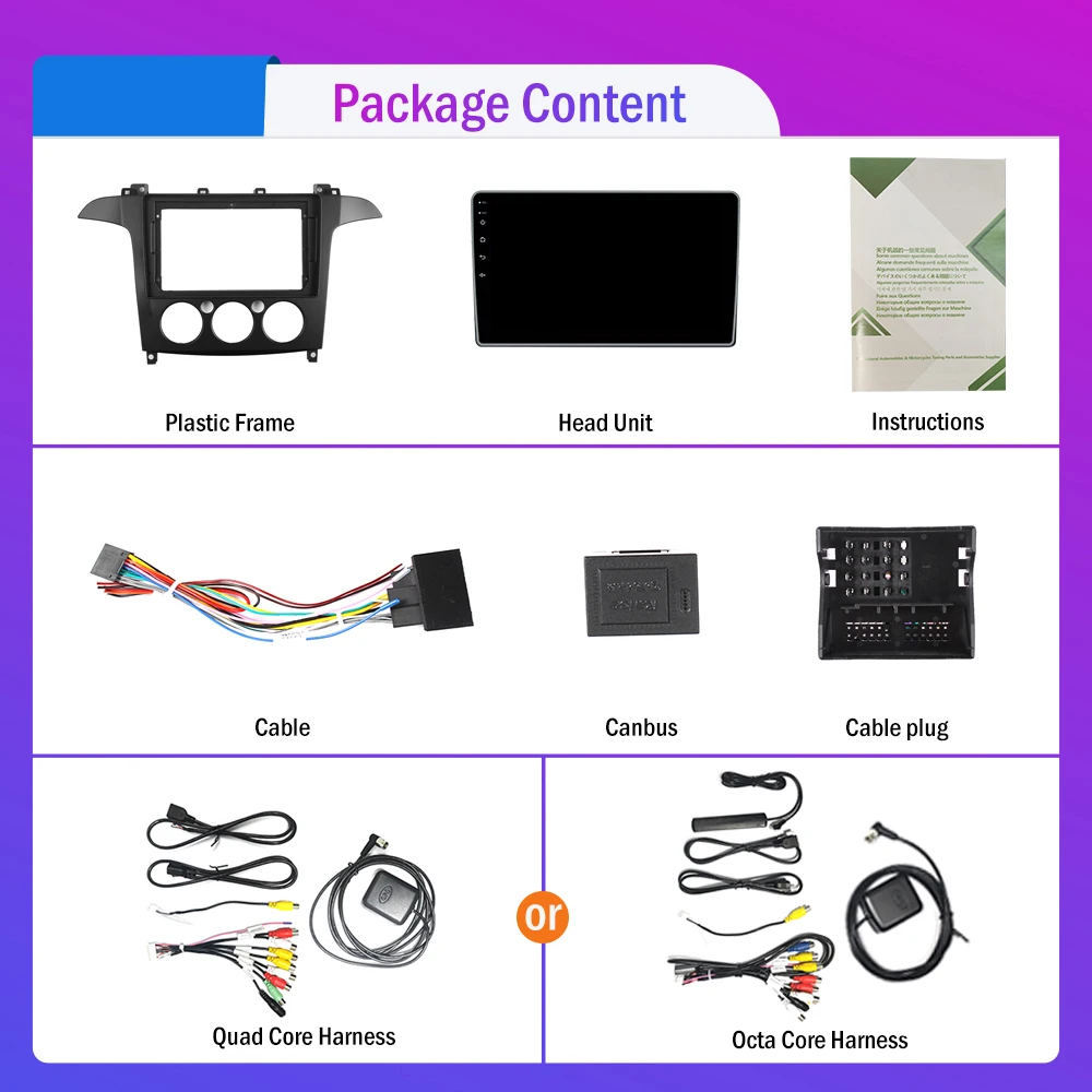 Car Radio For Ford S-MAX 2007 2008  2Din Android Autoradio Car Stereo DVD GPS Navigation Player Multimedia Android Auto Carplay