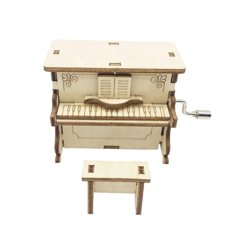 
DIY Piano Shaped Custom Music 3D Wooden Crank Music Box 