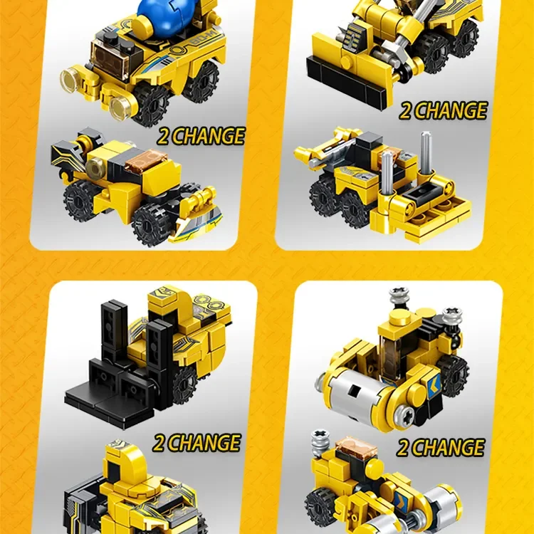 12-in-1 Panlos City Engineering Truck Fire Protection Vehicle Series Deformation Robot STEM Construction Building Blocks Toy