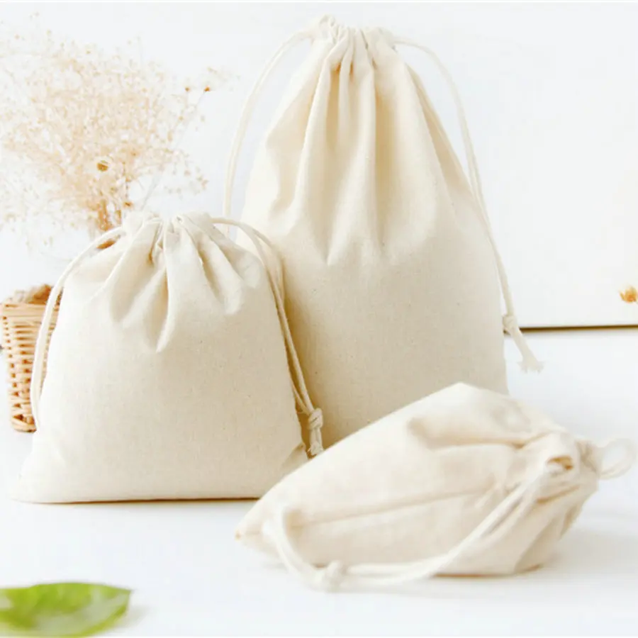 
Double Drawstring Cotton Cloth Bag for Small Jewelry Bracelet Beads Spice Gift Bags 